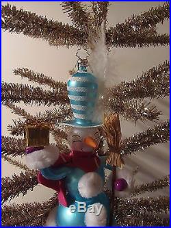 Christopher Radko Christmas Ornament Aqua Snowman