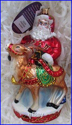 Christopher Radko Christmas Ornament Deer Friends, #1016904 Santa & Reindeer NIB