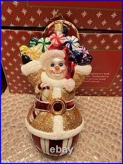 Christopher Radko Christmas Ornament Gingerbread Snowman with Candy NEW