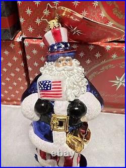 Christopher Radko Christmas Ornament Jolly Patriotic Santa NEW