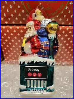 Christopher Radko Christmas Ornament MTA Santa's NY Travel NEW