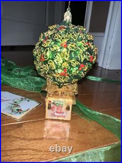 Christopher Radko Christmas Ornament Rare RETIRED Green Holly TREE HTF Vintage