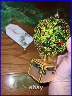 Christopher Radko Christmas Ornament Rare RETIRED Green Holly TREE HTF Vintage