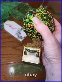 Christopher Radko Christmas Ornament Rare RETIRED Green Holly TREE HTF Vintage
