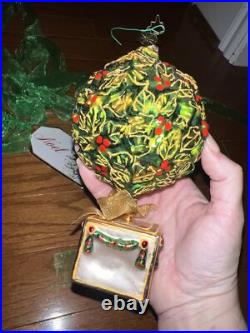 Christopher Radko Christmas Ornament Rare RETIRED Green Holly TREE HTF Vintage