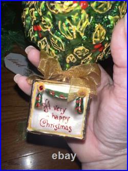 Christopher Radko Christmas Ornament Rare RETIRED Green Holly TREE HTF Vintage