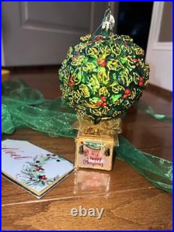 Christopher Radko Christmas Ornament Rare RETIRED Green Holly TREE HTF Vintage