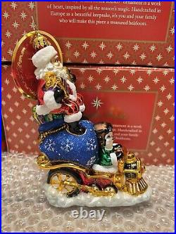 Christopher Radko Christmas Ornament Riding High Nick Santa & Penguin NEW