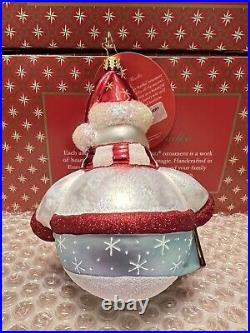 Christopher Radko Christmas Ornament Sleigh Ride Scenery Snowman NEW