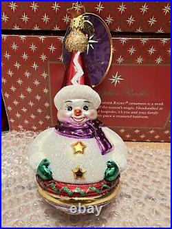 Christopher Radko Christmas Ornament Spinabout Snowman Top NEW