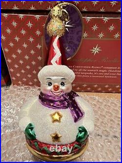 Christopher Radko Christmas Ornament Spinabout Snowman Top NEW