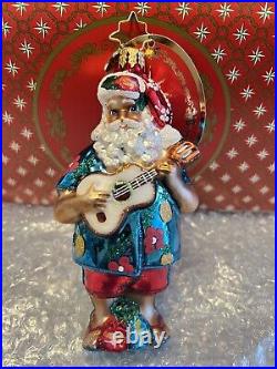 Christopher Radko Christmas Ornament Tropical Ukulele Santa NEW