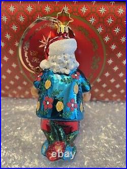 Christopher Radko Christmas Ornament Tropical Ukulele Santa NEW