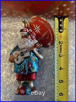 Christopher Radko Christmas Ornament Tropical Ukulele Santa NEW