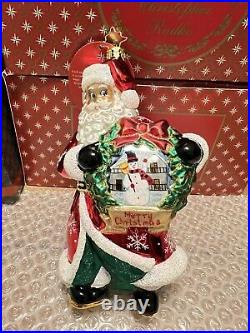 Christopher Radko Christmas Ornament Yuletide Treasure Santa Painted Scene NEW