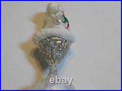 Christopher Radko Christmas Tree Topper Finial Ornament Santa Indent Whiterare