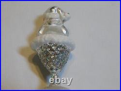 Christopher Radko Christmas Tree Topper Finial Ornament Santa Indent Whiterare