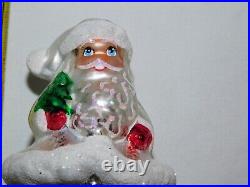 Christopher Radko Christmas Tree Topper Finial Ornament Santa Indent Whiterare