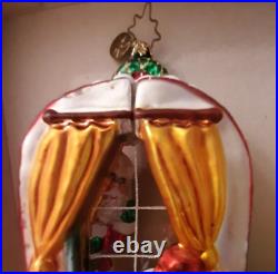 Christopher Radko Claus Encounters Ornament with Santa Looking Through Window