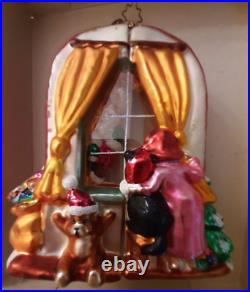 Christopher Radko Claus Encounters Ornament with Santa Looking Through Window