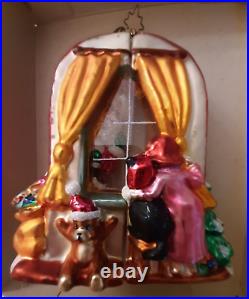 Christopher Radko Claus Encounters Ornament with Santa Looking Through Window