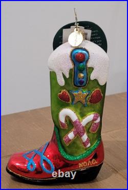 Christopher Radko Cowboy Two Step Boot Christmas Ornament With Tag HTF