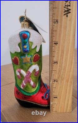 Christopher Radko Cowboy Two Step Boot Christmas Ornament With Tag HTF