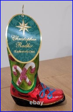 Christopher Radko Cowboy Two Step Boot Christmas Ornament With Tag HTF