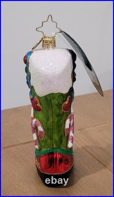 Christopher Radko Cowboy Two Step Boot Christmas Ornament With Tag HTF