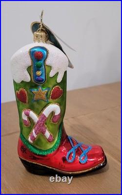 Christopher Radko Cowboy Two Step Boot Christmas Ornament With Tag HTF