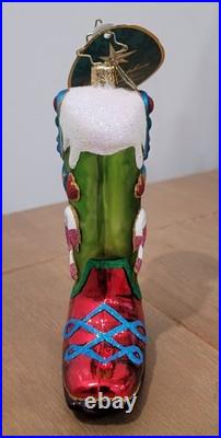 Christopher Radko Cowboy Two Step Boot Christmas Ornament With Tag HTF