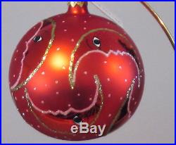 Christopher Radko Crescent Moon/Red Glass Ball Christmas ornament, RARE