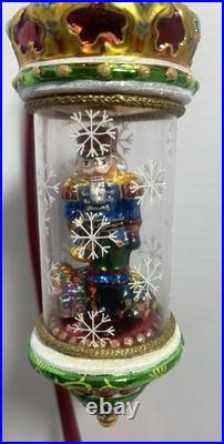 Christopher Radko Crystal Cracker Nutcracker Blown Glass In Glass Dome