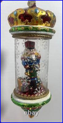 Christopher Radko Crystal Cracker Nutcracker Blown Glass In Glass Dome