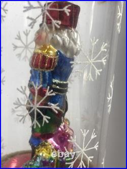 Christopher Radko Crystal Cracker Nutcracker Blown Glass In Glass Dome