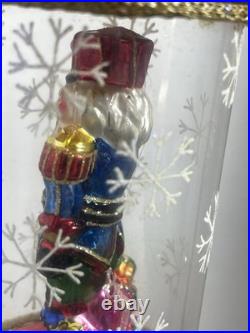 Christopher Radko Crystal Cracker Nutcracker Blown Glass In Glass Dome