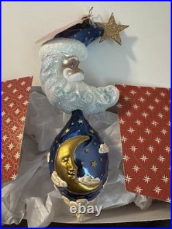 Christopher Radko DAYSTAR SANTA Celestial Star Moon Blue Ornament 1021488 New