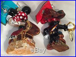 Christopher Radko DISNEY Pirate Mickey and Minnie SET of Two Ornaments MIB