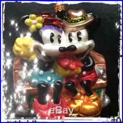 Christopher Radko Disney MICKEY and MINNIE Love Xmas Handcrafted Glass Ornament