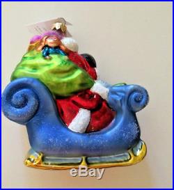 Christopher Radko Disney Mickey's Sleigh Ride 1997 Christmas Ornament Rare New