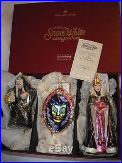 Christopher Radko Disney Snow White Mirror Evil Queen Hag LE Glass Ornaments NIB