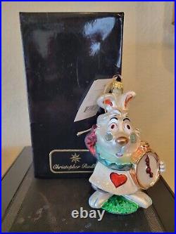 Christopher Radko Disney White Rabbit from Alice in Wonderland Ornament RARE