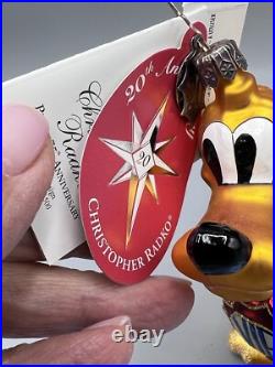 Christopher Radko Disney's VIP Pluto 75th & Radko 20th Annual Ornament New W Box