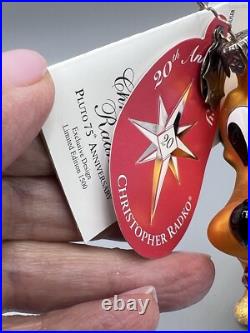 Christopher Radko Disney's VIP Pluto 75th & Radko 20th Annual Ornament New W Box