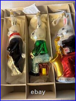 Christopher Radko Easter 1997 Ornaments Bunny Tones Box set of three, Pristine