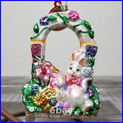 Christopher Radko Easter Ornament Spring Garden Gate Bunny 2004 Tag No Box