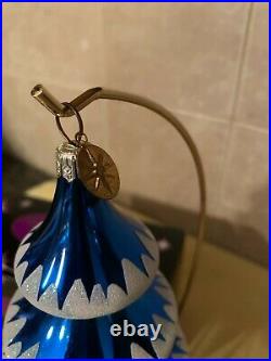 Christopher Radko Elegant Evergreen Blue Tree Reflector Drop Ornament with Box