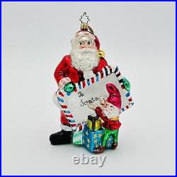 Christopher Radko Express Request Santa Glass Christmas Ornament 6 READ
