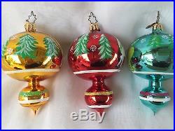 Christopher Radko FANTASIAS Glitter and Glide Set of 3 Christmas Ornament MIB