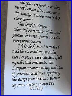 Christopher Radko FAO Schwarz Clock Tower Christmas Ornament Limited NWT